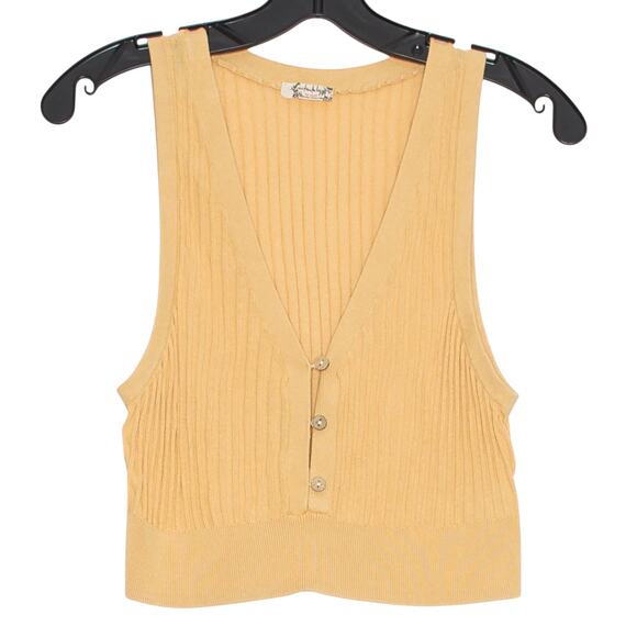 Free People Crop Top Y2K Cottage Preppy Ribbed Minimalist 90s Academia Medium - Picture 1 of 6
